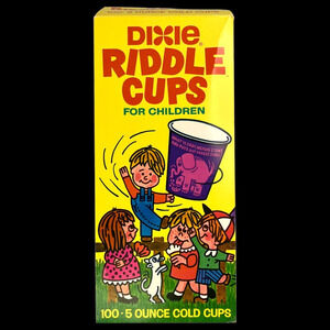 Dixie Riddle Cups 5 oz Vintage 1971 Jokes Children 100 Count Open Box Unused NOS